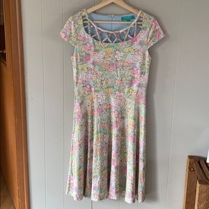 FEVER LONDON lattice floral fit and flare dress 8